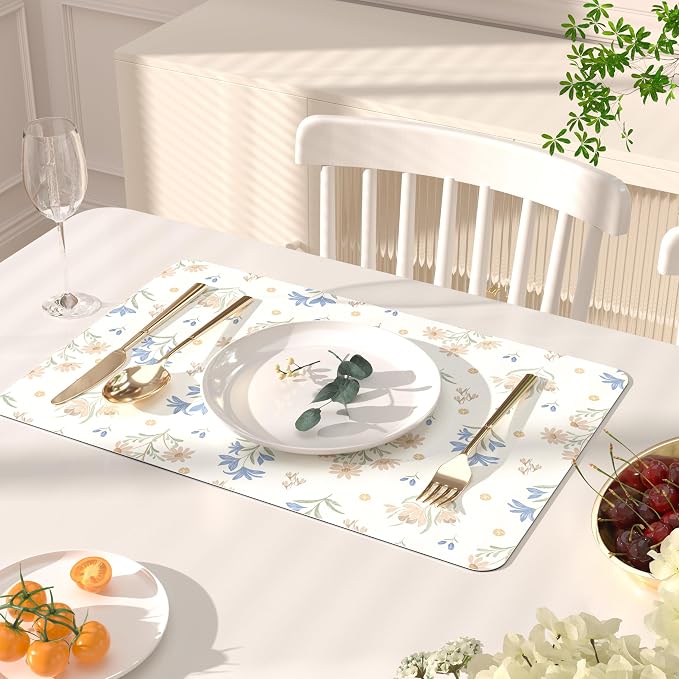 QIYI Placemats Set of 6, 12x18 Inch Faux Leather Place Mats - Image 2