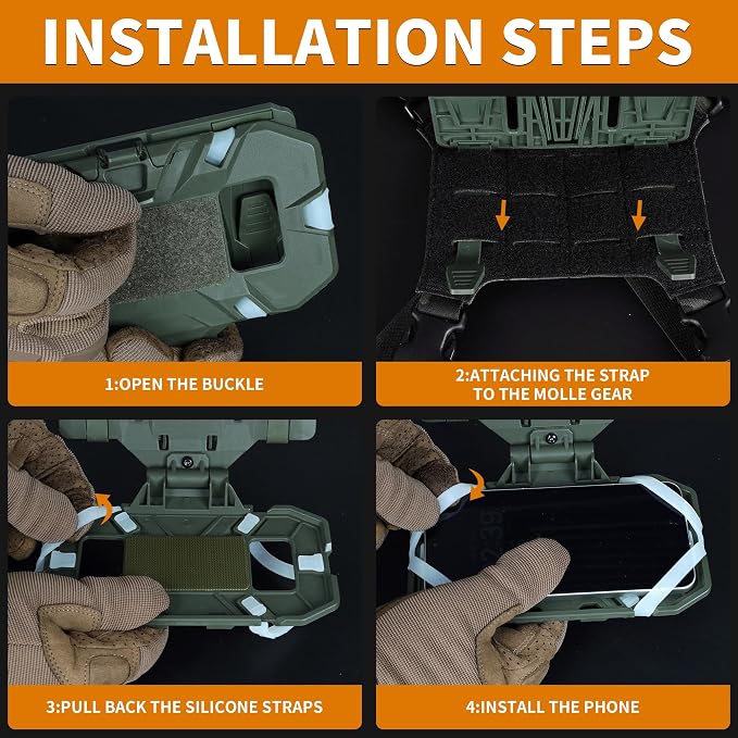 Tactical Molle Phone Holder for Plate Carrier Vest, Quick Release & Adjustable - Image 4