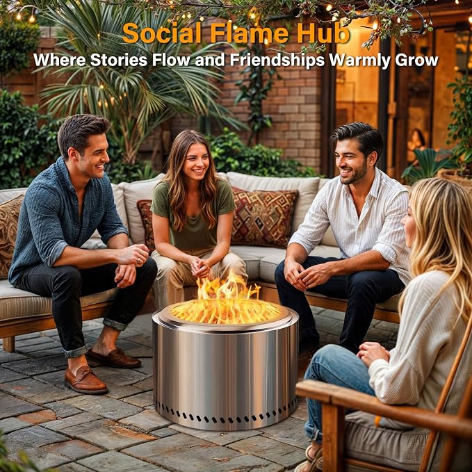 HGD 20 Inch Smokeless Patio Fire Pit, Outdoor Wood Burning Stove, Stainless - Image 7