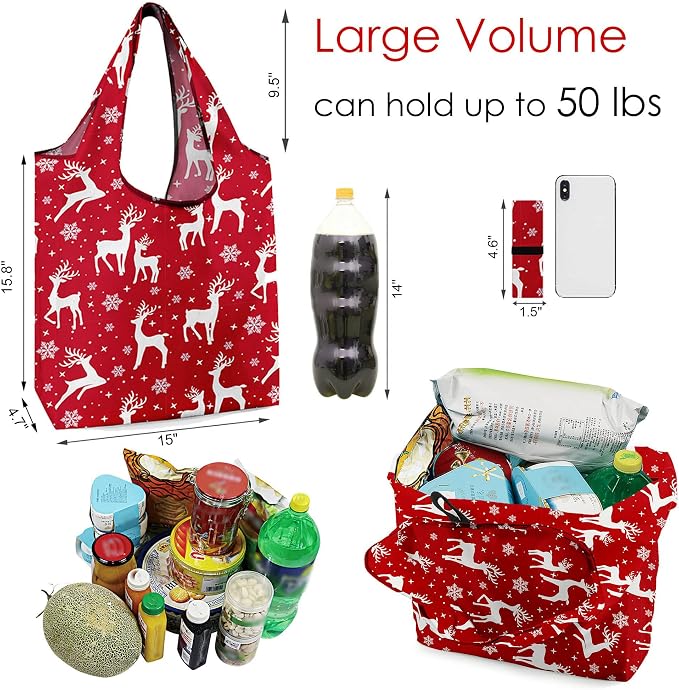 BeeGreen Christmas Reusable Shopping Bags 12 Pack - Image 2