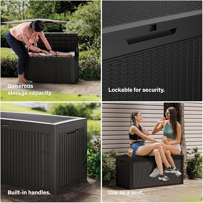 180 Gallon Resin Deck Box, Waterproof Outdoor Storage Box - Image 9