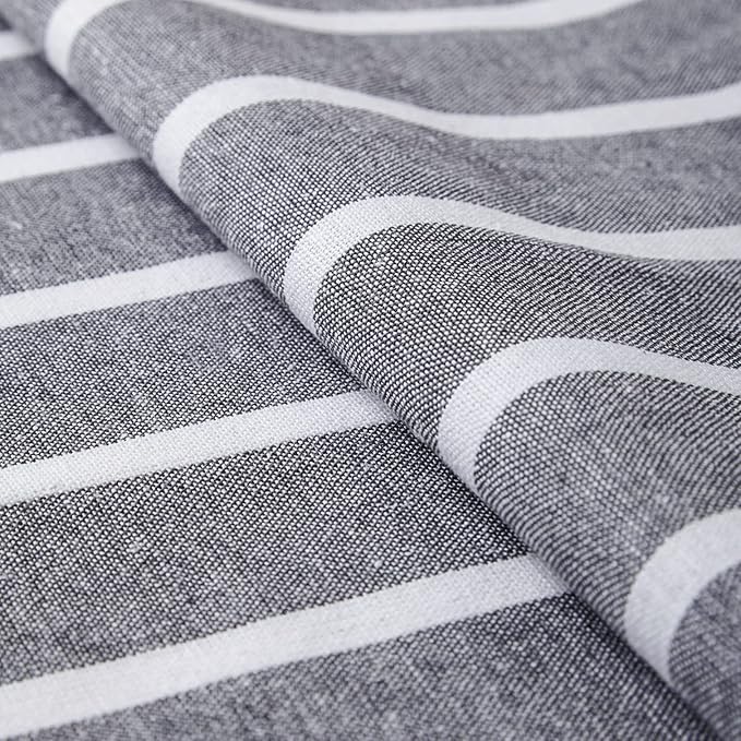Encasa XO Cotton Dining Table Runner | Roma Grey Stripes | Size 13x118 in - Image 4