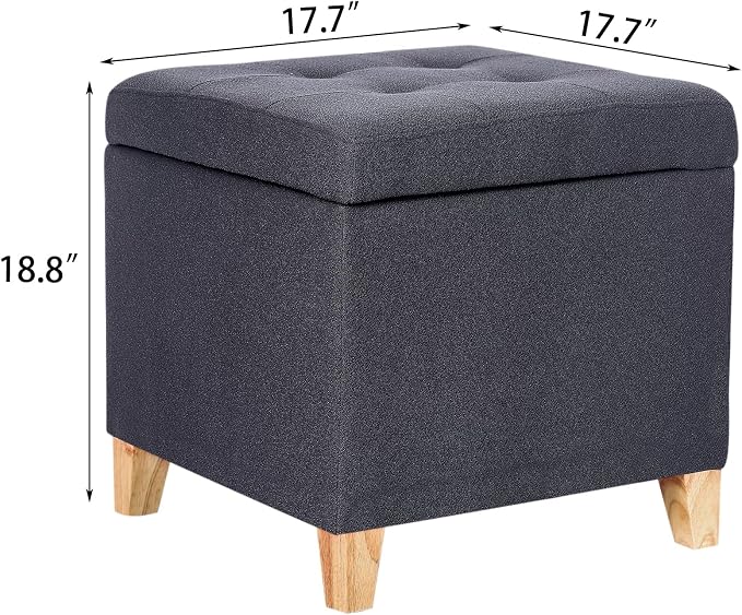 Adeco Fabric Storage Ottoman Bench - Image 3