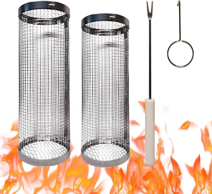 2PCS Grill Basket, Vegetable Grill Basket, Rolling Grill baskets by Unknown