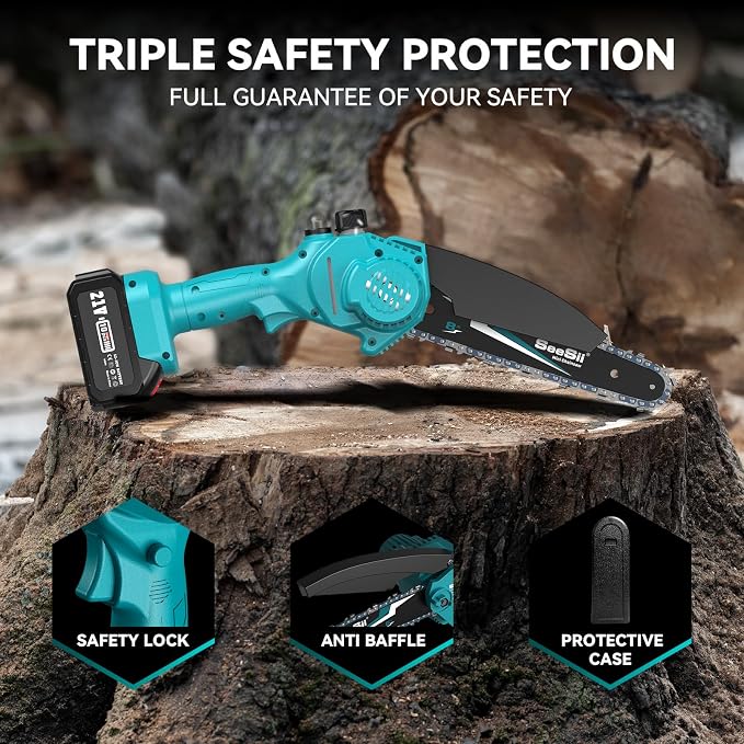 Seesii Mini Chainsaw 8-inch, Mini Chainsaw Cordless Tool Set, Battery Chainsaw - Image 9