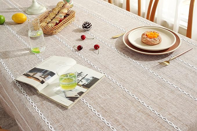 Chassic Farmhouse Style Linen tablecloths, Wrinkle Resistant Washable Dining - Image 5