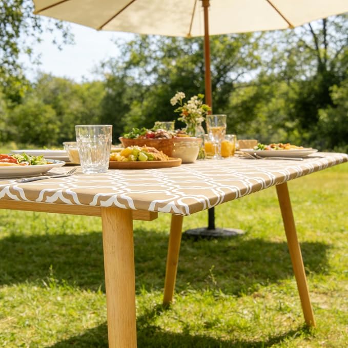 Rectangle Picnic Table Cloth, Elastic Waterproof Fitted Vinyl Tablecloths - Image 8