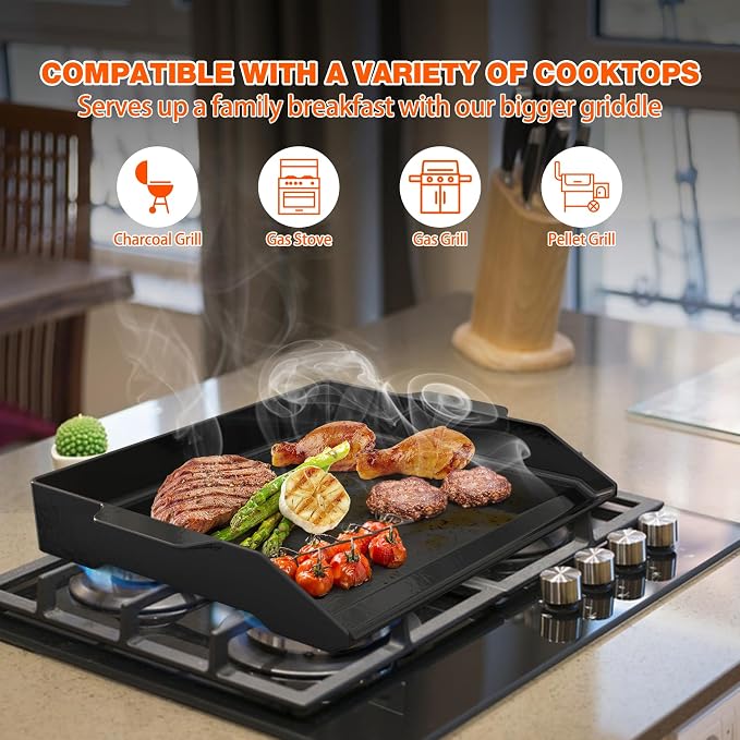 Onlyfire Universal Enamelled Cast Iron Griddle, BBQ Flat Top Griddle - Image 6