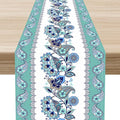 Paisley Table Runner, Vintage Teal Damask Floral Flower Boho Antique Damask by Unknown