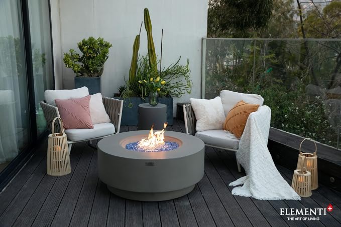 Elementi+ | Bundle Colosseo Gas Fire Pit Cast Concrete 40" Dia. Round Fire Table - Image 4