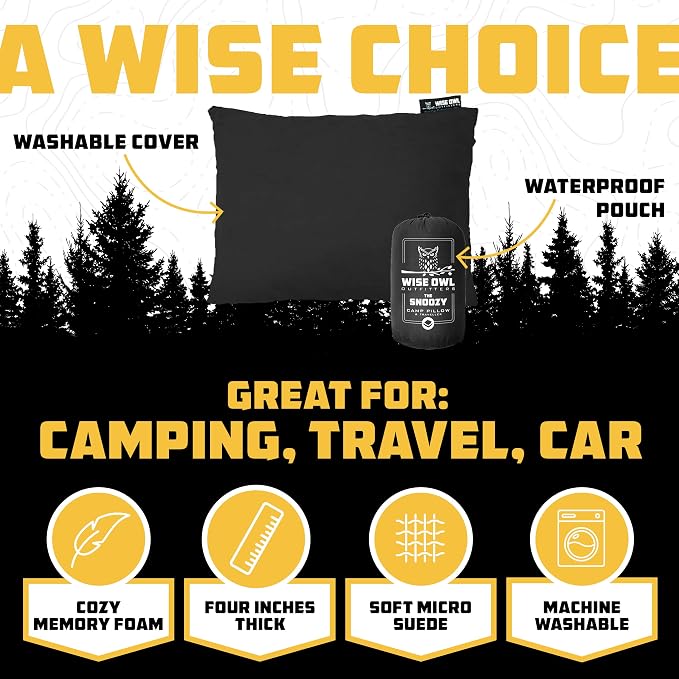 Wise Owl Outfitters Camping Pillow – Memory Foam Travel Pillow - Image 2
