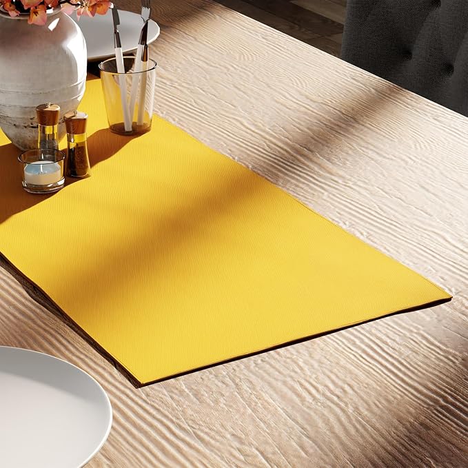 Encasa XO Table Runner 13"x36" Long | Cotton Canvas Fabric | Sunbeam Yellow by EncasaXO