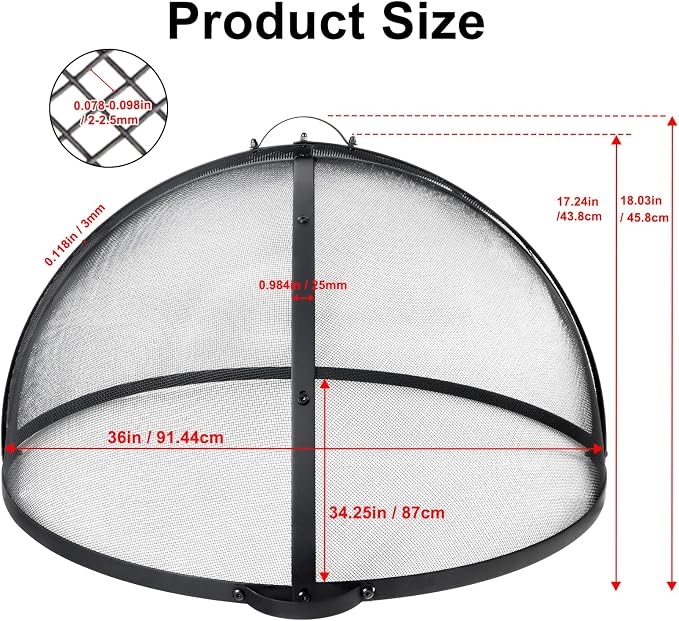 Kodilin Fire Pit Screen 36 Inch Round Fire Pit Spark Screen - Image 3