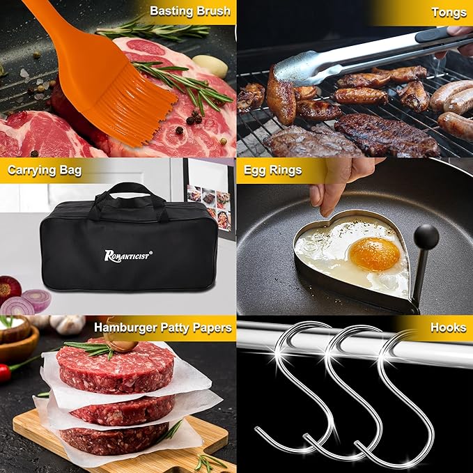 Barbecue Tool Set, 132-Piece Stainless Steel Griddle Kit with Carrying Bag