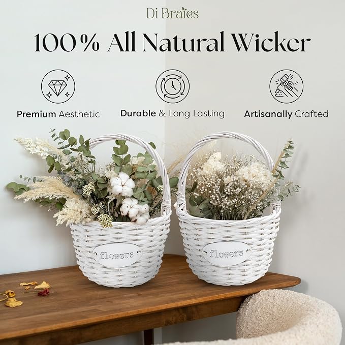Flower Girl Basket | Handcrafted Natural Wicker Flower Baskets - Image 3