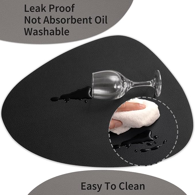 Myir JUN Placemats, Dual-Sided Placemats Waterproof Faux Leather Placemats Set - Image 3