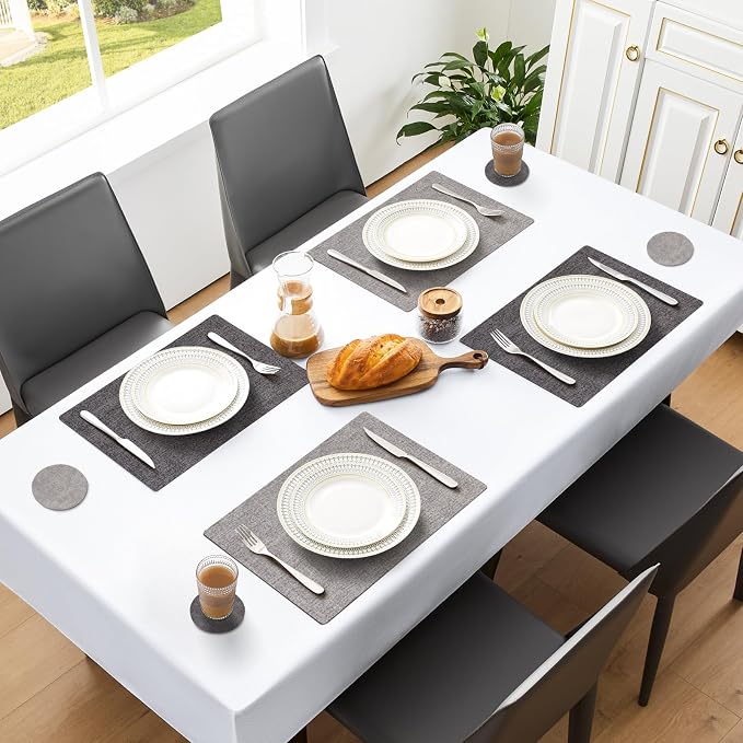 MOSAYT Faux Leather Placemats Set of 6, Heat Resistant Wipeable Washable Vinyl - Image 6
