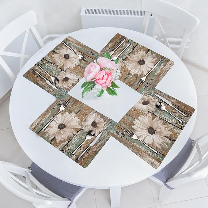 White Sunflower Placemats set of 4 - Image 7