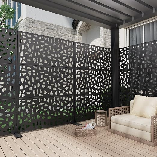 Casaphoria 72" H x 47" W Metal Outdoor Privacy Screen, Freestanding Decorative - Image 3