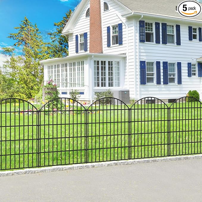 Metal Garden Fence 36in x 11.7ft, 5 Panels +6 Stakes Dog Fence Border Fence by FOREHOGARGARDEN%EF%BC%86HOME