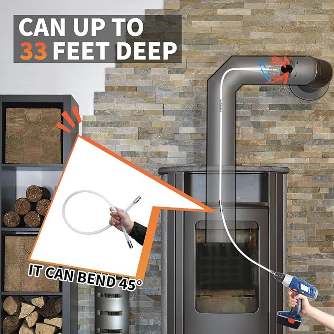 Sealegend 33 Feet Chimney Cleaning Kit Chimney Brush, Chimney Sweep Kit and - Image 4