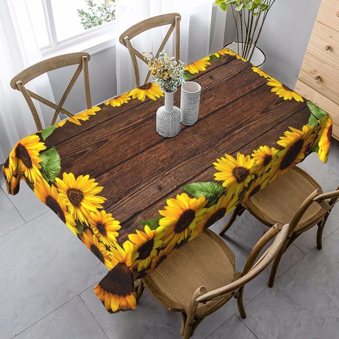 Worltoldb Sunflower Tablecloths Polyester Table Cloth - Image 4