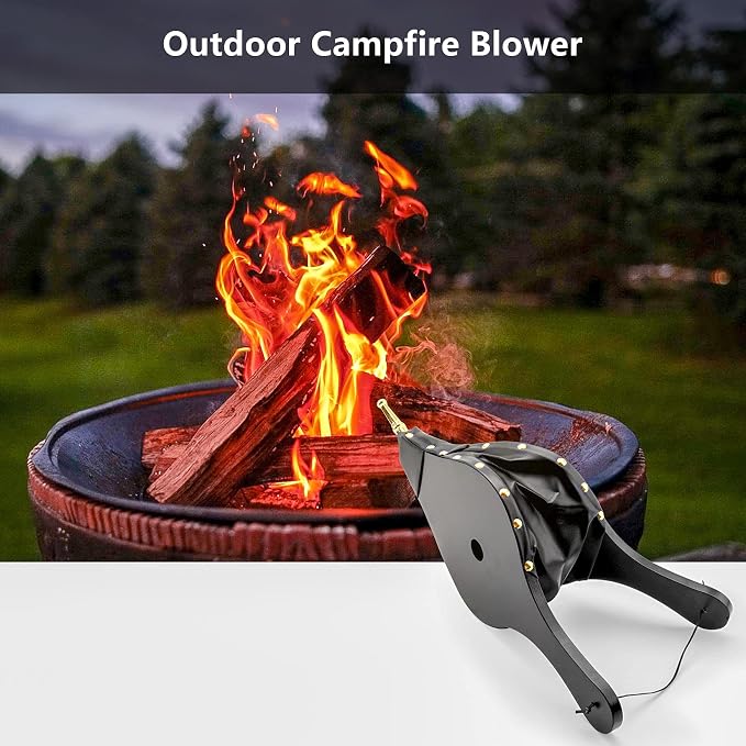 Bellows for Fire Pit Wood Stove Camping, Cast Nozzle Fireplace Bellows Outdoor - Image 7