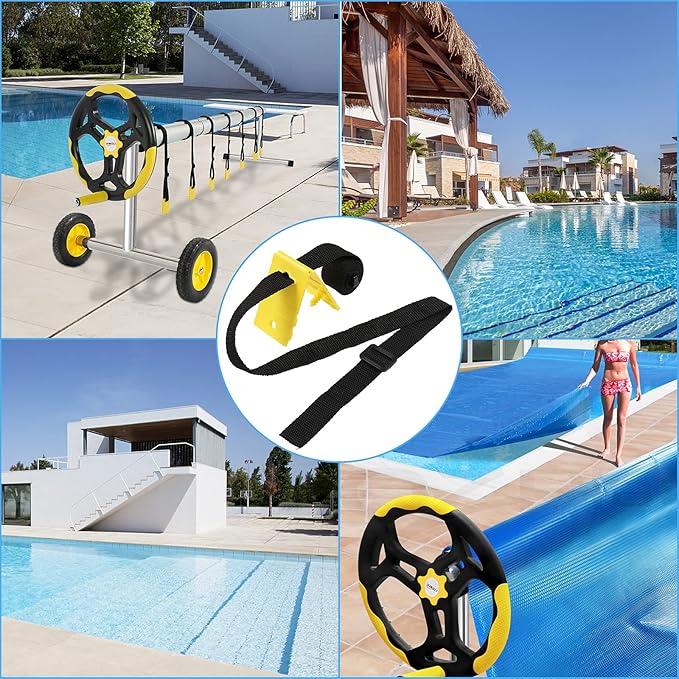 VINGLI Pool Cover Reel Set Pool Reel Embedded Straps - Image 2