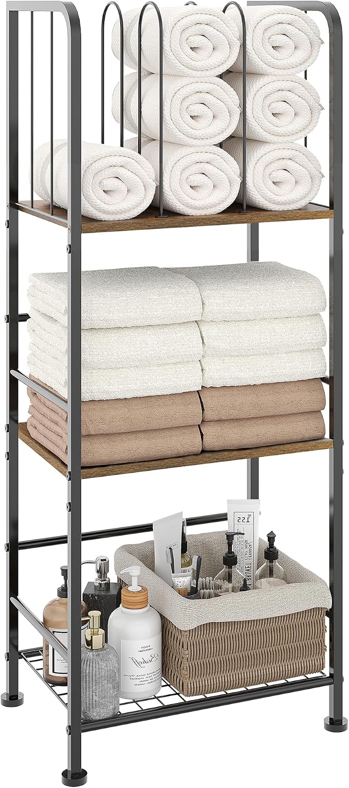 Towel Rack Free Standing 3-Tier M-Shaped Detachable Dividers, Durable Metal by Jautokerdar