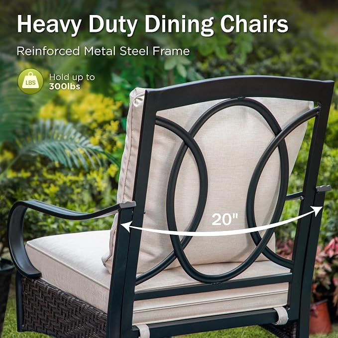 PHI VILLA 7-Piece Outdoor Dining Set, Heavy Duty Patio Table and Chairs Set - Image 6