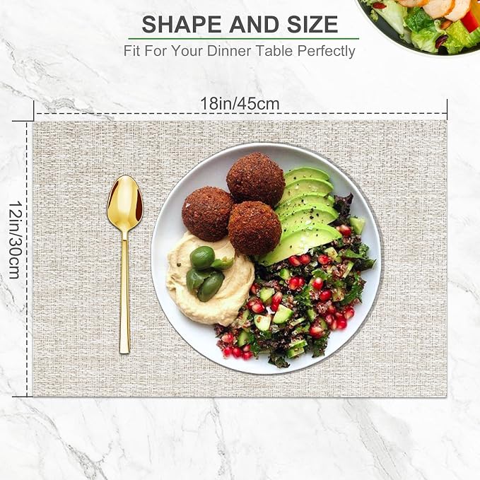 BETEAM Placemats Set of 6, Woven Vinyl Placemat - Image 6