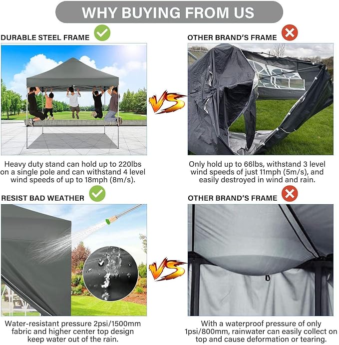 COBIZI 10x10 Pop up Canopy Tent - Image 2