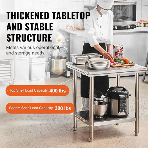 Mophorn Commercial Worktable & Workstation 24 x 30 x 32 Inch Stainless Steel - Image 3