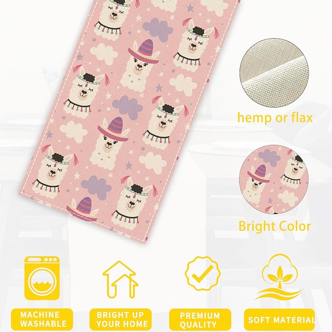 Cute Funny Llama Alpaca Table Runners 70 inches Long Table Runner Elegant Linen - Image 3