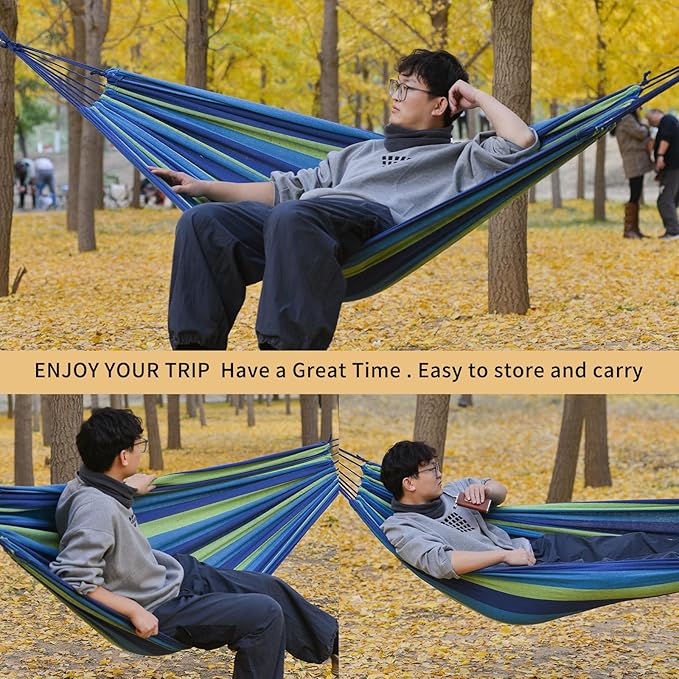 Hammock, Green 100% Cotton, 600 lb Capacity, 106 x 59 Inches