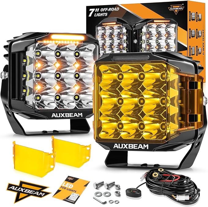 Auxbeam V-MAX Series LED Pod Lights, 7 Inch Offroad Driving Cube Lights by Auxbeam