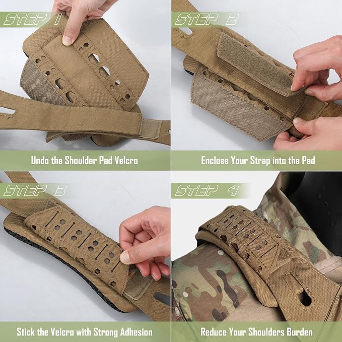 WYNEX Shoulder Strap Pad for Vest Carrier, 2 Pack Tactical Plate Shoulder Pads - Image 7