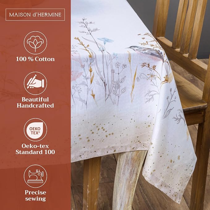 Maison d' Hermine Table Cloth Square Table 100% Cotton 54 x 54 Inches - Image 2