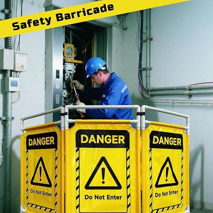 Safety Caution Barricade 3Panels Foldable Security Signs - Image 2
