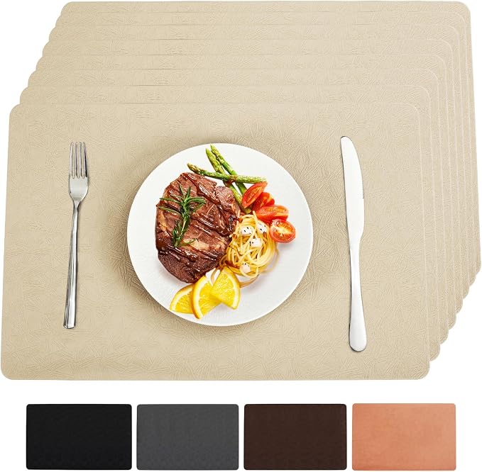 Vinyl Placemats Set of 8 Heat Resistant Easy Clean Non-Slip Place Mats by BxzanDya-LifeSmartMaker