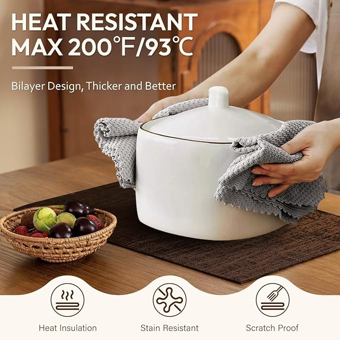 Blue Forest Placemats Set of 4, Dual-Layered Thickened Faux Linen Cloth Place - Image 2
