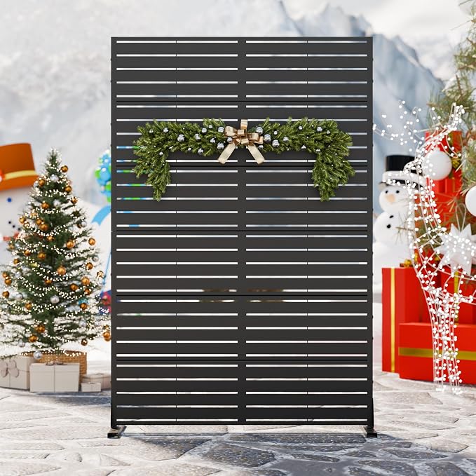 Casaphoria Metal Privacy Screen Outdoor, Louvered Black by Casaphoria
