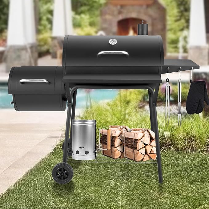 Barrel Charcoal Grill with offset smoker, 714 Square Inches Cooking Area - Image 7