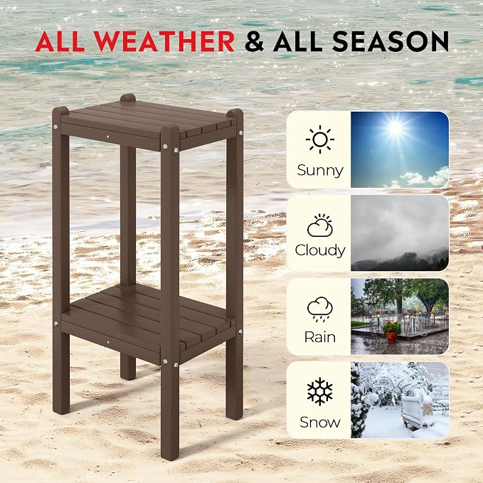 Costaelm Outdoor Side Table, 2-Tier Small Patio Coffee Tables - Image 5