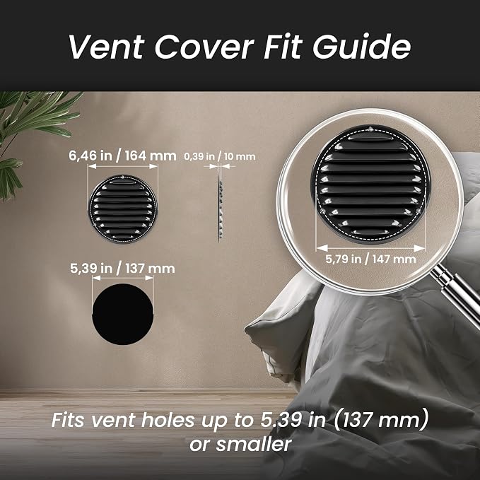 Repa Market 5 Inch Air Vent Covers/Black Galvanized Steel Return Air Grille/AC - Image 2