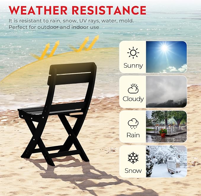 Costaelm Paradise 3-Piece Outdoor HDPE Folding Patio Bistro Table and Chairs - Image 9
