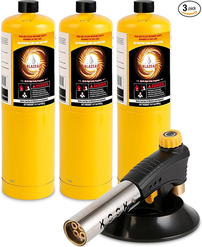 BLAZEAL Propane Torch Kit with 3x MAPP Gas, 4-Flame Blow Torch Head with by Unknown