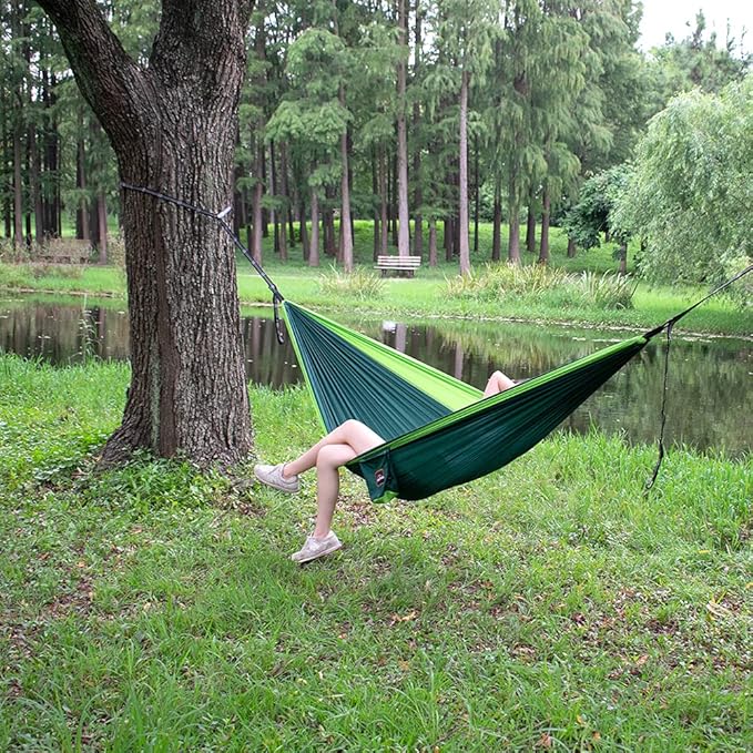 Hammock with 210T Parachute Nylon, 500 lb Capacity, Dark Green