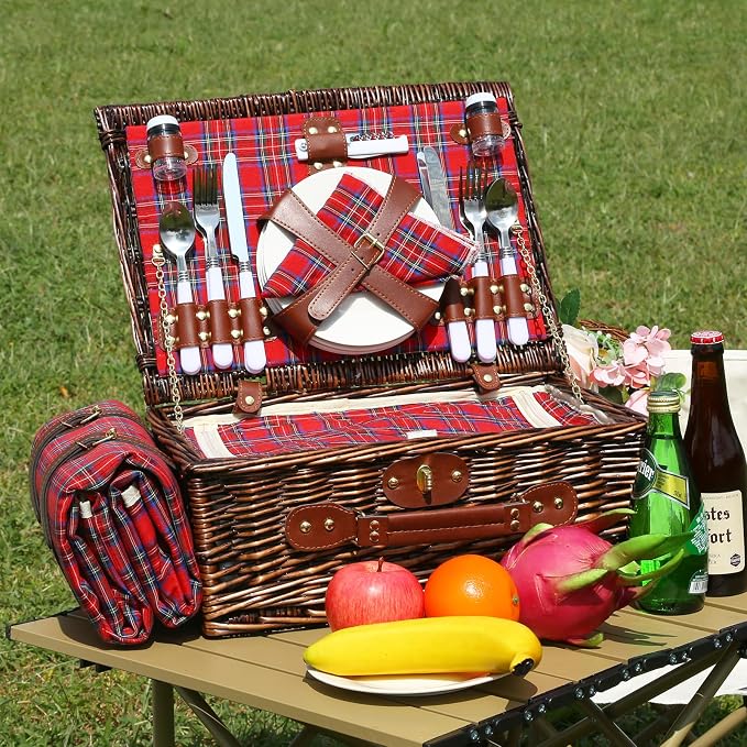 Neti Neti Wicker Picnic Basket for 4 - Image 2