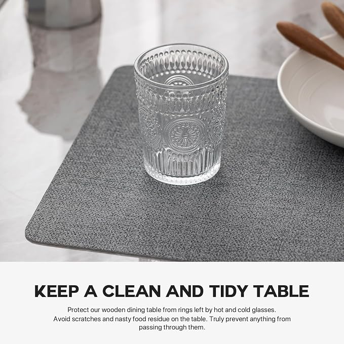 Faux Leather Placemats Set of 8 Vinyl Washable Wipeable Table Mats - Image 5